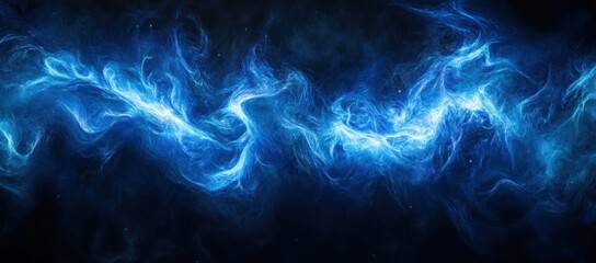Mystic Blue Energy Field Flowing Across the Dark Space Background