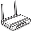 © Antonix Pix - Router for Wi-Fi Internet Hand-drawn Sketch Drawing Vector Illustration, Line Linear Symbol Engraving Coloring Book, Black and White Isolated