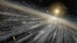 © navisatul - A celestial illustration depicts a radiant sun illuminating the dust and rocky debris that surround it, creating a swirling galactic formation against the backdrop of the infinite star-studded...