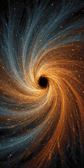 Wall Mural - Celestial Swirl Abstract Orange and Blue Galaxy with Black Hole Center