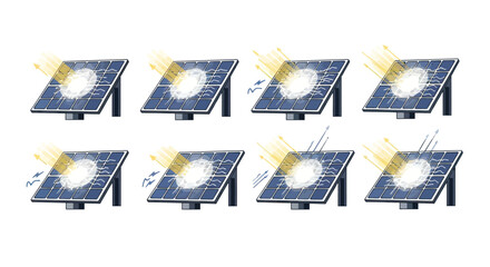 Array of Solar Panels Generating Renewable Energy with Light.