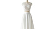 © Fahim - Elegant white lace crop top and flowing skirt for bridal fashion isolated PNG with Transparent Background