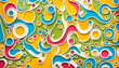 © wetzkaz - a complex and vibrant abstract background with an intricate pattern of colorful layered shapes and circles, creating a dense 3d paper cut texture.