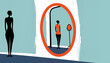 © wetzkaz - woman silhouette mirror reflection body image identity self-perception concept
