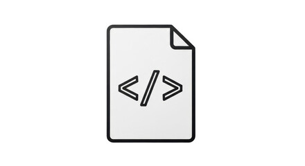 Isolated tag for code document showing a folded page corner and greater than and less than