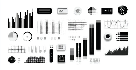 Minimalist dashboard interface elements collection featuring graphs charts and ui components for web and app design