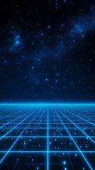 Wall Mural - Retro Futuristic Starry Grid Background