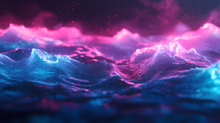 Wall Mural - Abstract Neon Digital Landscape