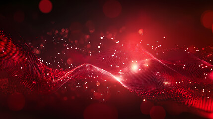 Wall Mural - Abstract Red Digital Wave Background