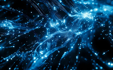 Wall Mural - Abstract Network of Blue Light Particles