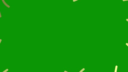 Wall Mural - Animated golden decorative wavy lines is drawn. Linear background with copy space. Looped video. Vector illustration isolated on green background.