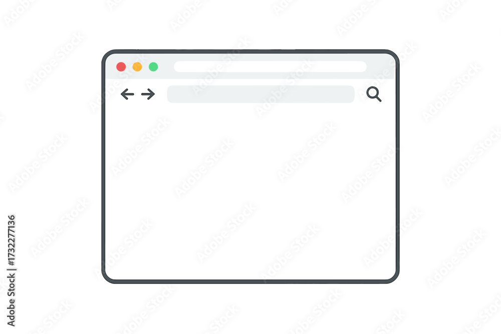 Simple browser window vector mockup in flat style. Web browser ...