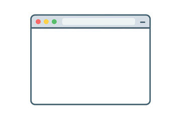 Web browser window vector illustration. Simple flat design mockup. Internet page template with blank screen. Website user interface UI element. Search bar and buttons concept.