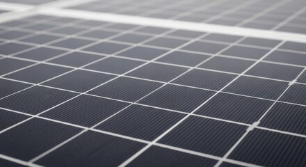 Closeup view of a solar panel grid, showcasing the intricate pattern of photovoltaic cells and their reflective surfaces