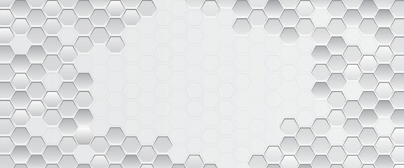 Wall Mural - Abstract geometric background with silver hexagonal patterns in a modern 3D style. Futuristic design perfect for technology, science, and business presentations and medical.