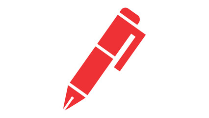 Red Pen Icon: A clean and modern graphic of a classic red pen, designed for professional use, suggesting creative writing or precise documentation.