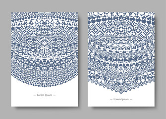 Wall Mural - Set of Monochrome Geometric Design Covers for Printing. Vector Abstract Illustration.