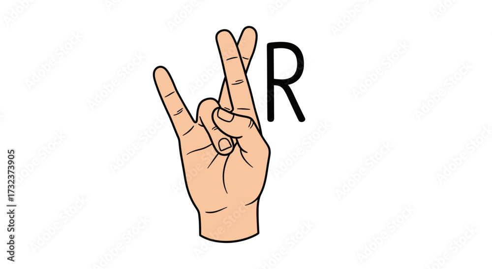 Letter R Hand Stock-Vektorgrafik „Illustrative representation of hand gesture ...