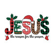 © Shipna - Illustration of jesus the reason for the season text with christmas elements