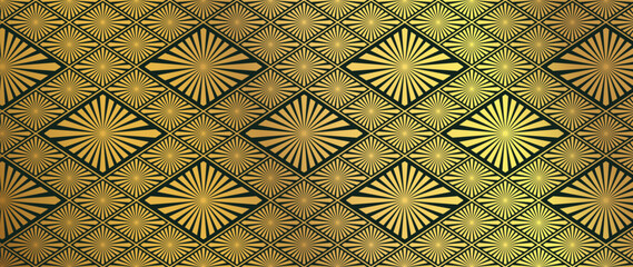 Wall Mural - Luxury art deco seamless pattern background vector. Abstract elegant art nouveau with golden geometric line vintage decorative minimalist. Design for wallpaper, banner, card.