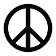 © VectorCraze - Black peace symbol on white background, iconic emblem of non-violence, unity, and anti-war movements, minimalist global protest design