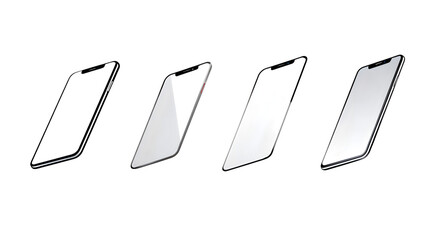 Four cellular devices mockup on transparent png background