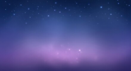 Majestic night sky scene displays a gradient of blue and purple hues with twinkling stars scattered across, creating a calming and peaceful atmosphere suitable for use as a background or design...