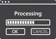 © MUZIHID CREATION - Computer screen showing a processing bar and ok and cancel buttons