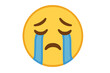 © Myung - Loudly crying face emoji. Sad emoticon with tears streaming down. Unhappy smiley icon. Symbol of sadness, grief, sorrow, despair, and depression. Vector illustration of an upset character.