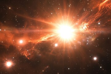 Wall Mural - Cosmic explosion of a supernova illuminating distant stars in the night sky