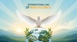 © Asitha - Inspiring International Day of Non-Violence October 2nd with Dove, Globe, Olive Branch, and Peaceful Sky for Campaigns and Awareness Initiatives