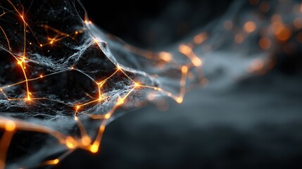 Canvas Print - glowing network of interconnected nodes in complex web structure