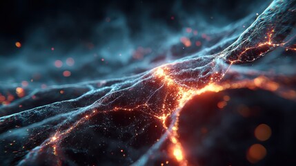 Wall Mural - Abstract Complex Web of Interconnected Nodes with Glowing Lines