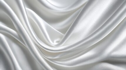 Wall Mural - Luxurious White Silk Fabric Draped Elegantly Close Up