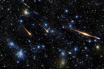 Wall Mural - Stars, comets, and galaxies fill the night sky, showcasing cosmic wonders and vibrant colors
