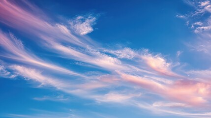 Wall Mural - Soft Pastel Clouds Against a Deep Blue Sky at Sunset