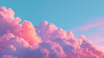Wall Mural - Pink and Purple Clouds in a Bright Blue Sky at Sunset