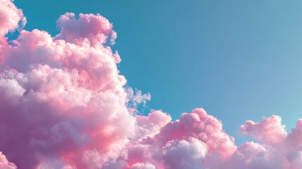 Wall Mural - Soft Pink Clouds Against Clear Blue Sky in Serene Daylight