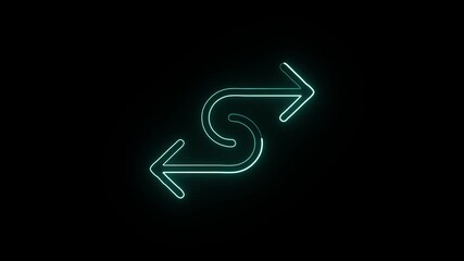 Glowing neon line translate icon with animation. Language translation animated symbol HD video isolated on black background.