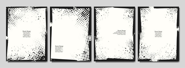 Wall Mural - Vector illustration. Grunge hand drawn borders set. Smears of ink brush strokes. Design for flyer, poster, book or magazine cover, invitation, gift card, photo frame. Halftone dots and paint splashes