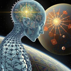 Wall Mural - Cosmic Cyborg in Outer Space