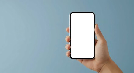 Hand showing portable device with blank white screen