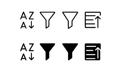 Wall Mural - Minimalist sorting and filtering icons set for user interface design