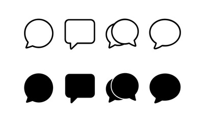 Various speech bubble designs in outline and solid styles
