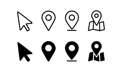 Wall Mural - Minimalist black and white navigation icons for digital interfaces