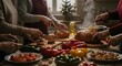 © IrmaPrastiwi - Hands preparing a festive holiday meal in a warm kitchen, carving roasted food and chopping fresh vegetables for a celebratory dinner
