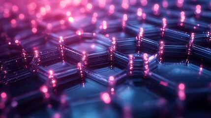 Abstract technological background with a hexagonal honeycomb geometric pattern. Graphene molecular concept