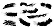 © boxerx - Hand drawn black vector brushes pack isolated on white. Detailed paint splashes. Grungy stripes pattern. Vector illustrator