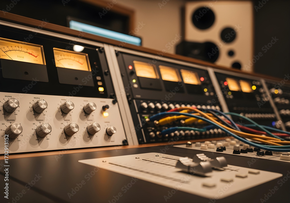 Analog Mastering Rack with VU Meters and Patchbay Stock Photo | Adobe Stock