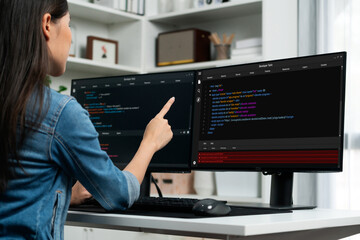 Software development programming on computer screen for brisk application and program coding